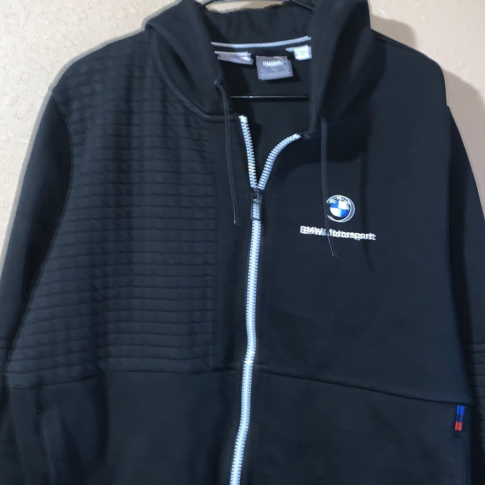 Men's Black Quilted Zip Hoodie Jacket